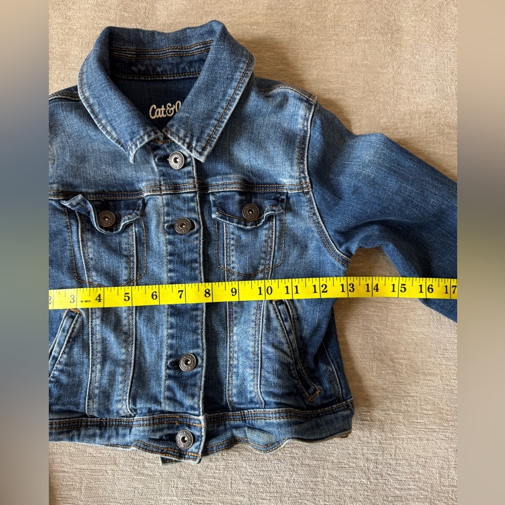 Cat & Jack Girls Denim Jean Jacket Medium 7/8 – Classic Blue Button Up Outerwear - Picture 5 of 6